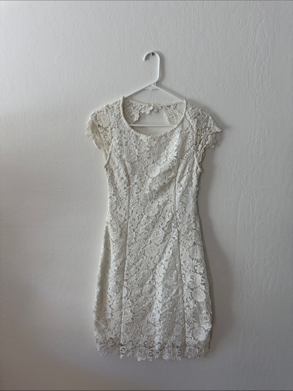 Lulus Backless Elegant Ivory Lace Cap-Sleeve Dress